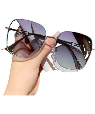 2024 New Large Square Frame Women's UV Sunglasses Grey $13.34 Star