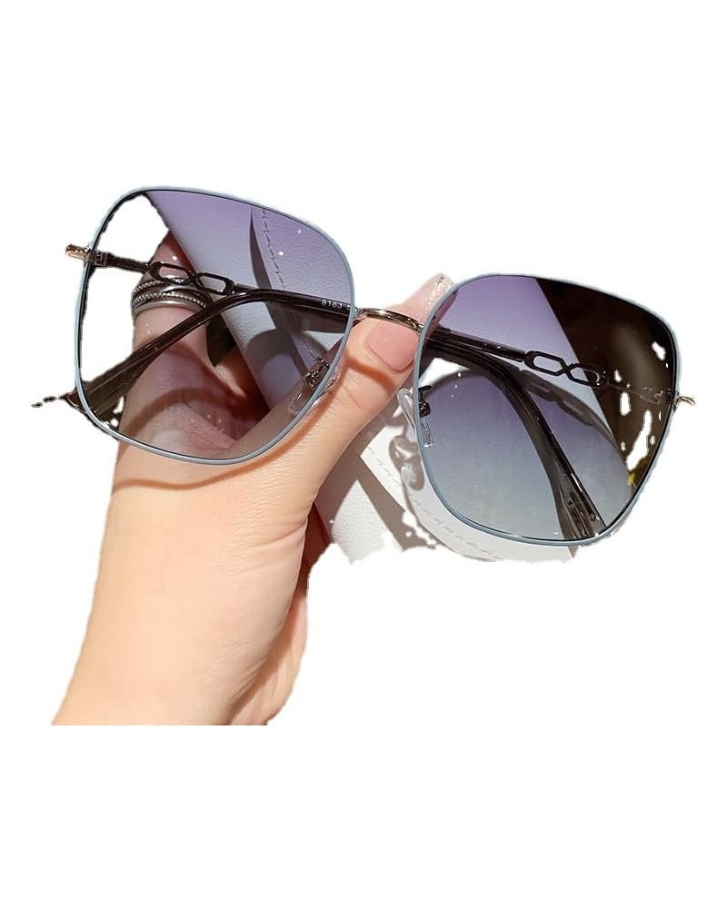 2024 New Large Square Frame Women's UV Sunglasses Grey $13.34 Star