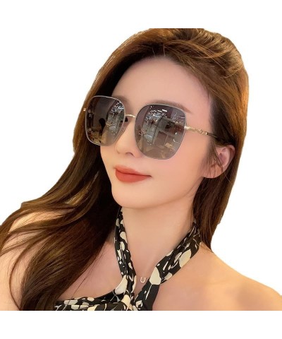 2024 New Large Square Frame Women's UV Sunglasses Grey $13.34 Star