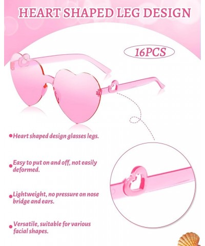 16PCS Heart Glasses Heart Shaped Sunglasses with Heart Leg Heart Sunglasses Bulk for Bachelorette Birthday Party 1-16pc Pink ...