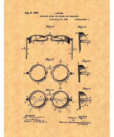 Antiglare Shield For Goggles And Sunglasses Patent Print (13" x 19") M12242 5" x 7" Gold $13.70 Designer