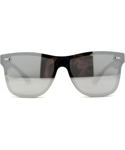 Kush Premium Mens Shield Horn Rim Mirror Lens Sunglasses Black Grey / Silver Mirror $9.85 Shield