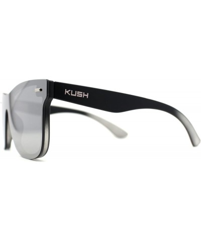 Kush Premium Mens Shield Horn Rim Mirror Lens Sunglasses Black Grey / Silver Mirror $9.85 Shield