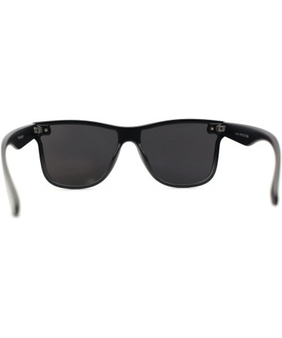 Kush Premium Mens Shield Horn Rim Mirror Lens Sunglasses Black Grey / Silver Mirror $9.85 Shield