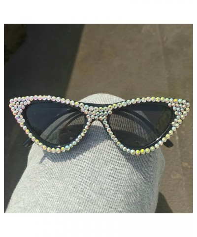 Cute girl Cateye Sunglasses for Women UV400 Protection Cat Eye bling rhinestone party Sun Glasses 2pcs-black&red $17.04 Cat Eye