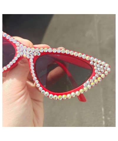 Cute girl Cateye Sunglasses for Women UV400 Protection Cat Eye bling rhinestone party Sun Glasses 2pcs-black&red $17.04 Cat Eye