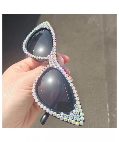 Cute girl Cateye Sunglasses for Women UV400 Protection Cat Eye bling rhinestone party Sun Glasses 2pcs-black&red $17.04 Cat Eye