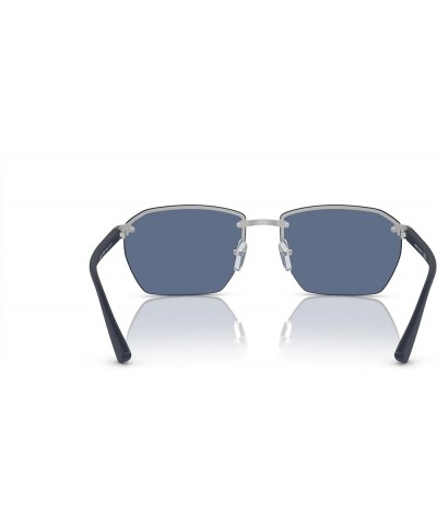 Men's Ax2048s Rectangular Sunglasses Matte Silver/Dark Blue $26.59 Rectangular