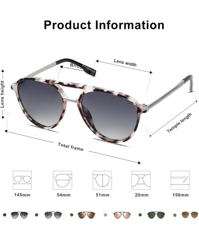 Retro Aviator Polarized Sunglasses for Women Men Double Bridge Ladies Shades Tortoise Grey $10.60 Aviator