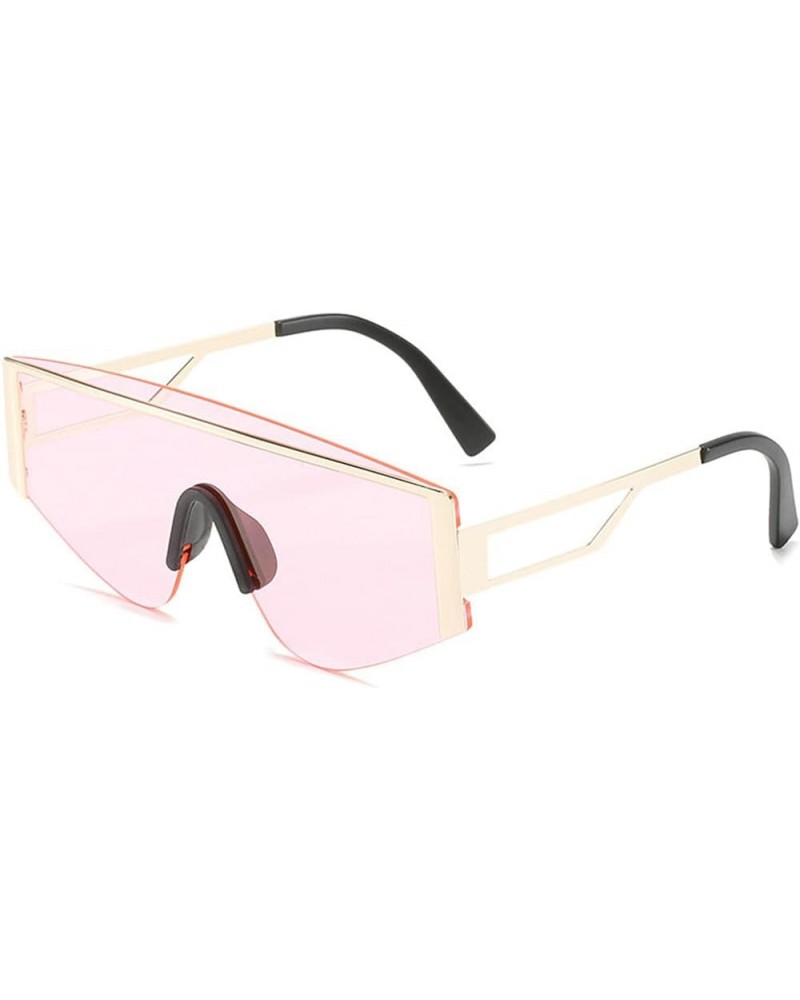 One Piece Rimless Sunglasses Men Steampunk Oversized Sun Glasses Women UV400 Pink $9.58 Oversized