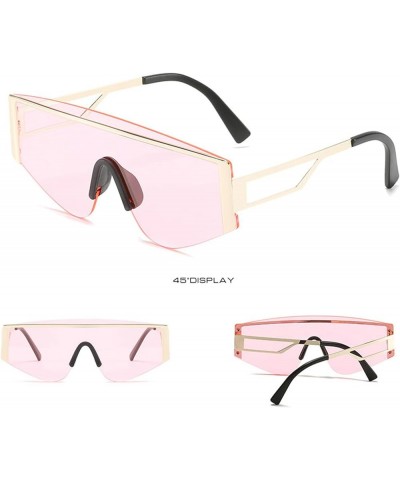 One Piece Rimless Sunglasses Men Steampunk Oversized Sun Glasses Women UV400 Pink $9.58 Oversized