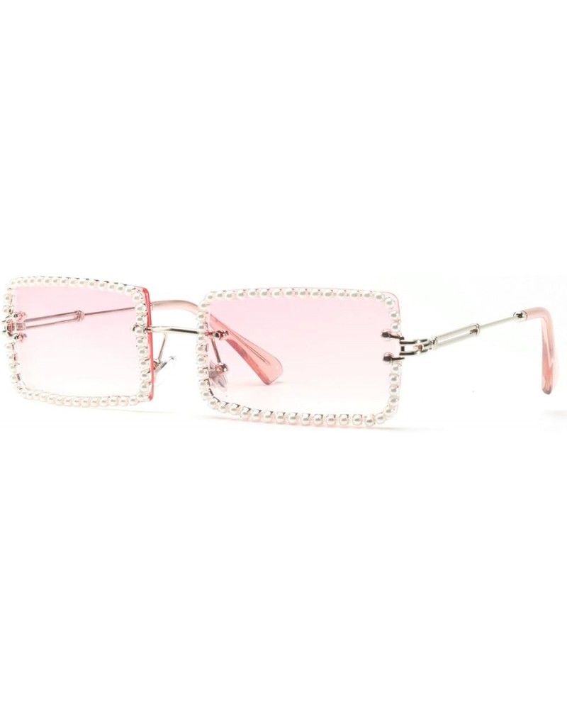 mincl/Fashion Small Rectangle Sunglasses Women Ultralight Candy Color Rimless Ocean Sun Glasses Pearl&pink $10.25 Rimless