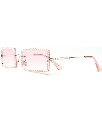 mincl/Fashion Small Rectangle Sunglasses Women Ultralight Candy Color Rimless Ocean Sun Glasses Pearl&pink $10.25 Rimless