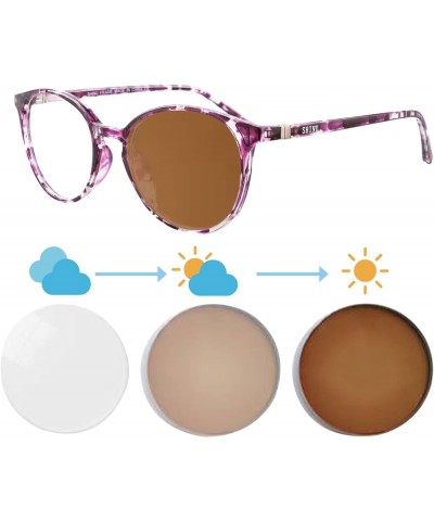 See Far See Near Photochromic Glasses for Women Change Pink Lens Eyeglasses Transition Glasses Outside SH073 C3 change brown ...