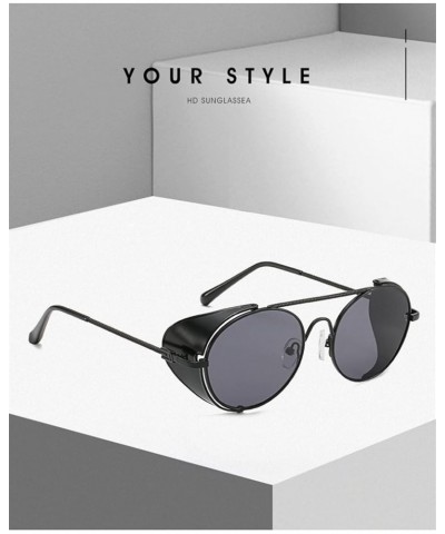 Round Frame Punk Men and Women Sunglasses Outdoor Vacation Sunshade (Color : C, Size : Medium) Medium G $17.26 Designer