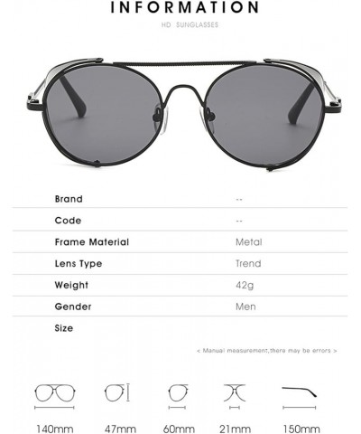 Round Frame Punk Men and Women Sunglasses Outdoor Vacation Sunshade (Color : C, Size : Medium) Medium G $17.26 Designer