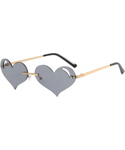 Cute Rimless Heart Shaped Sunglasses Party Glasses Disco One Piece Transparent Trendy Love Glasses Black $10.40 Designer