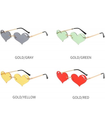 Cute Rimless Heart Shaped Sunglasses Party Glasses Disco One Piece Transparent Trendy Love Glasses Black $10.40 Designer