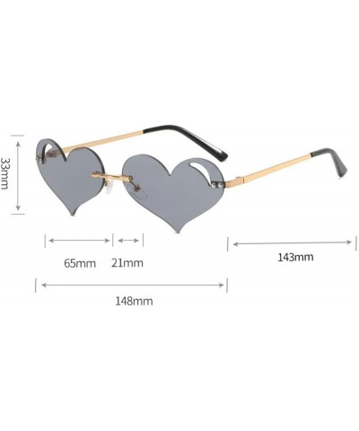 Cute Rimless Heart Shaped Sunglasses Party Glasses Disco One Piece Transparent Trendy Love Glasses Black $10.40 Designer