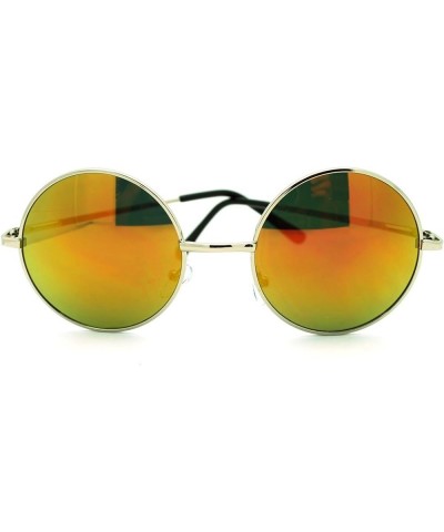 Round Circle Sunglasses Thin Metal Frame Multicolor Lens Silver orange mirror $7.92 Round