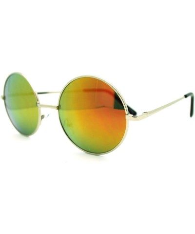 Round Circle Sunglasses Thin Metal Frame Multicolor Lens Silver orange mirror $7.92 Round