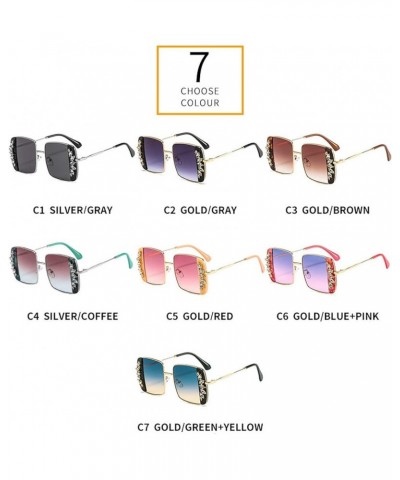 Vintage Ladies Sunglasses Bling Crystal Frame Female Sun Glasses Trend Diamond Eyeglasses Metal Frame Square Men's Eyewear Br...