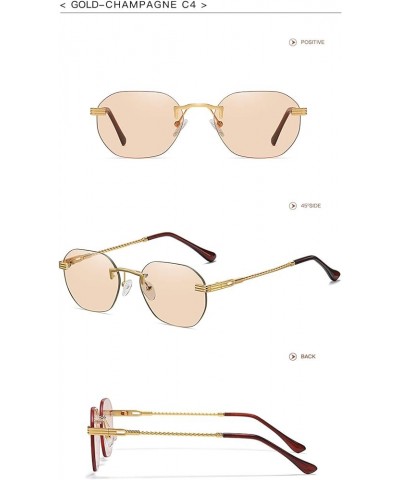 Frameless Gold Metal Ladies Sunglasses Rimless Lens Fashion Glasses for Men Summer 04 Gold Champ As Picture $13.81 Rimless