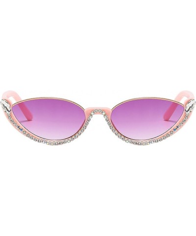 Small Cat Eye Diamond Sunglasses Women Trendy Vintage Shiny Shades Fashion Rhinestone Sunglasses Half-frame Sun Glasses Pink ...