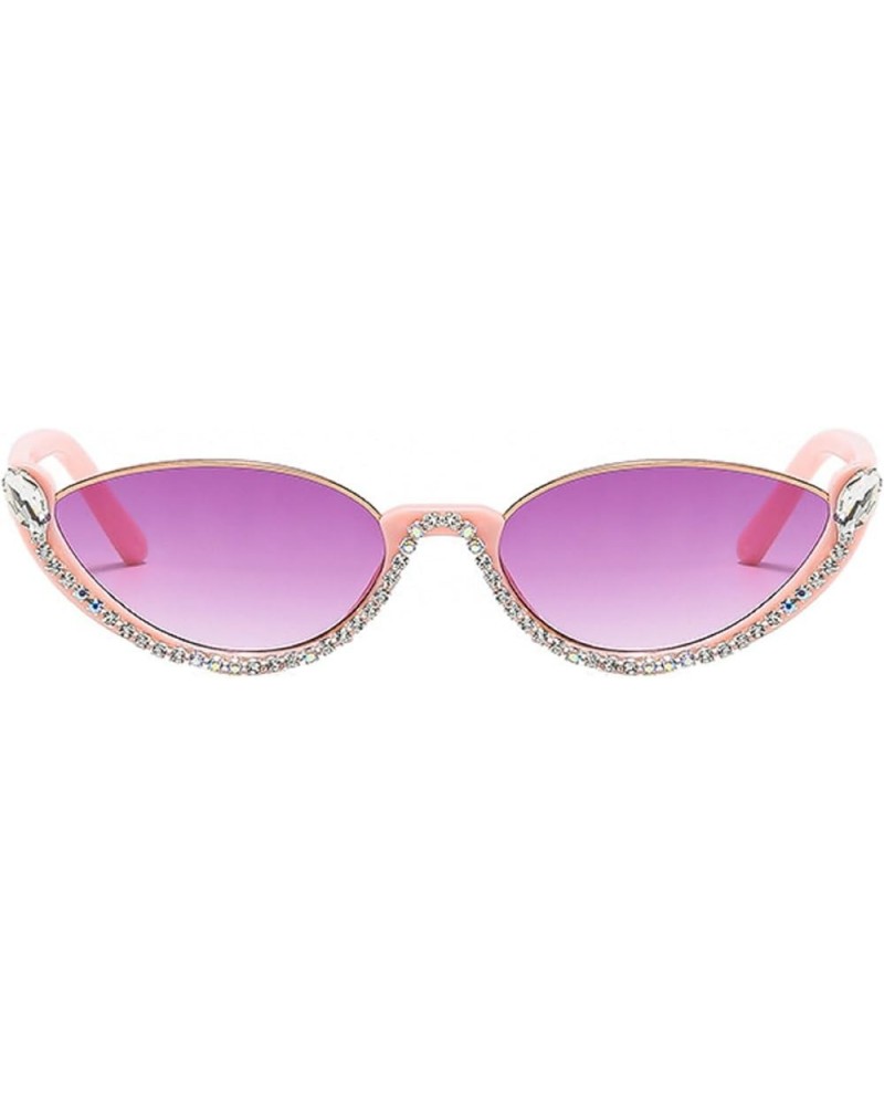 Small Cat Eye Diamond Sunglasses Women Trendy Vintage Shiny Shades Fashion Rhinestone Sunglasses Half-frame Sun Glasses Pink ...