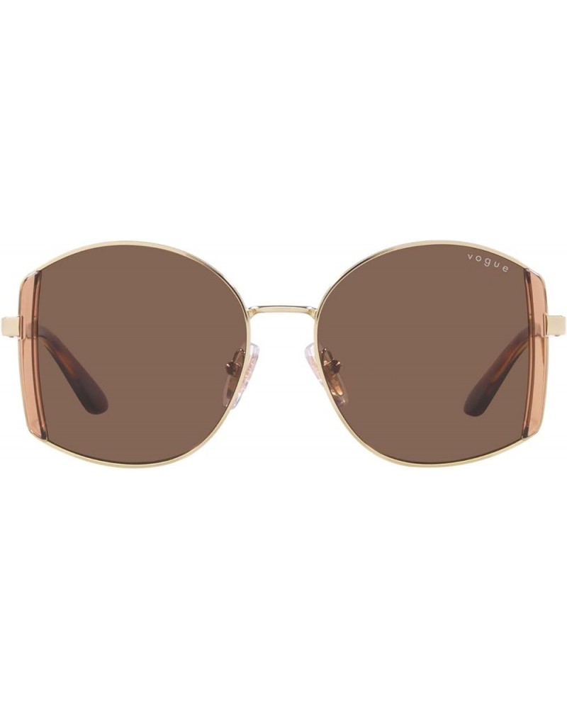 Women's Vo4267s Round Sunglasses Pale Gold/Dark Brown $37.80 Round