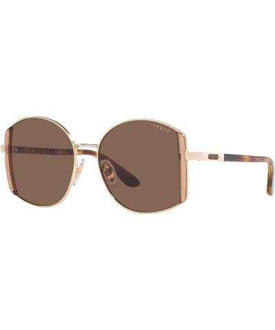 Women's Vo4267s Round Sunglasses Pale Gold/Dark Brown $37.80 Round