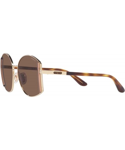 Women's Vo4267s Round Sunglasses Pale Gold/Dark Brown $37.80 Round