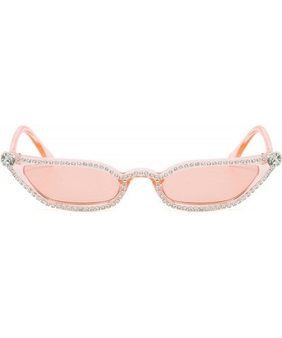 Rhinestones Cat Eye Sunglasses Women Fashion Small Sunglasses Men Punk Party Bling Sun Glasses Female Pink $11.15 Designer