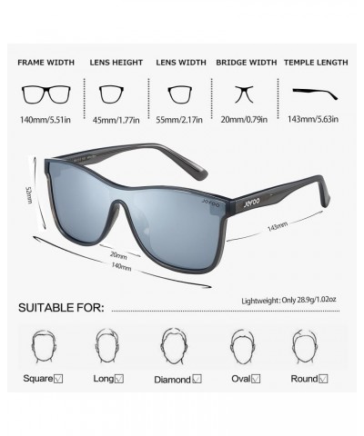 Polarized Sunglasses Men Trendy Mirrored shades Women Reflective Sun Glasses UV Protection Tech Grey Frame / Silver Mirrored ...