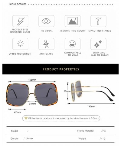 Large Metal Square Sunglasses Men and Women Outdoor Photo Decorative Sunglasses Sunglasses Womens (Color : 3, Size : One Size...