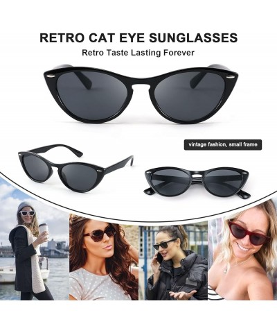 Retro Cat Eye Sunglasses Women Men Vintage Small Cateye UV400 Sunglasses B2617 Black $9.45 Cat Eye