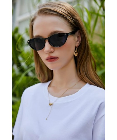 Retro Cat Eye Sunglasses Women Men Vintage Small Cateye UV400 Sunglasses B2617 Black $9.45 Cat Eye