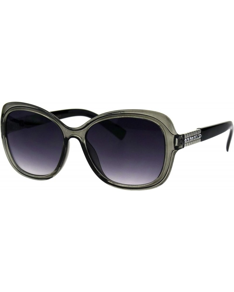 Womens Luxury Fashion Sunglasses Rhinestone Design Square Frame UV 400 Grey (Smoke) $9.32 Square