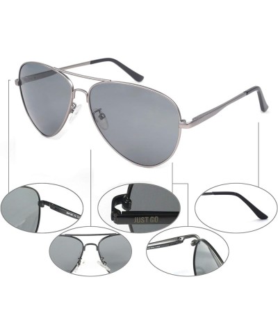 Metal Frame Vintage Aviator Style Sunglasses with Case, Polarized Lenses, 100% UV Protection Matte Gunmetal Frame Gray Lenses...