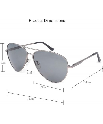 Metal Frame Vintage Aviator Style Sunglasses with Case, Polarized Lenses, 100% UV Protection Matte Gunmetal Frame Gray Lenses...