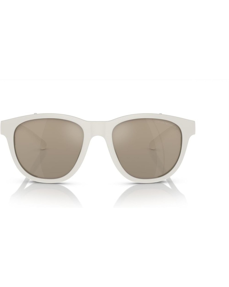 Men's Ea4216u Universal Fit Square Sunglasses Matte White/Light Brown Mirrored Gold $54.42 Square