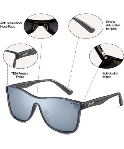 Polarized Sunglasses Men Trendy Mirrored shades Women Reflective Sun Glasses UV Protection Tech Grey Frame / Silver Mirrored ...