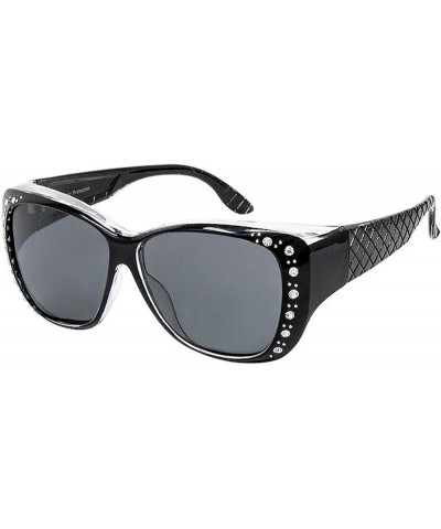 The Starlet Polarized 55 mm Fit Over OTG Butterfly Rhinestone Oval Rectangular Sunglasses Black $11.98 Shield