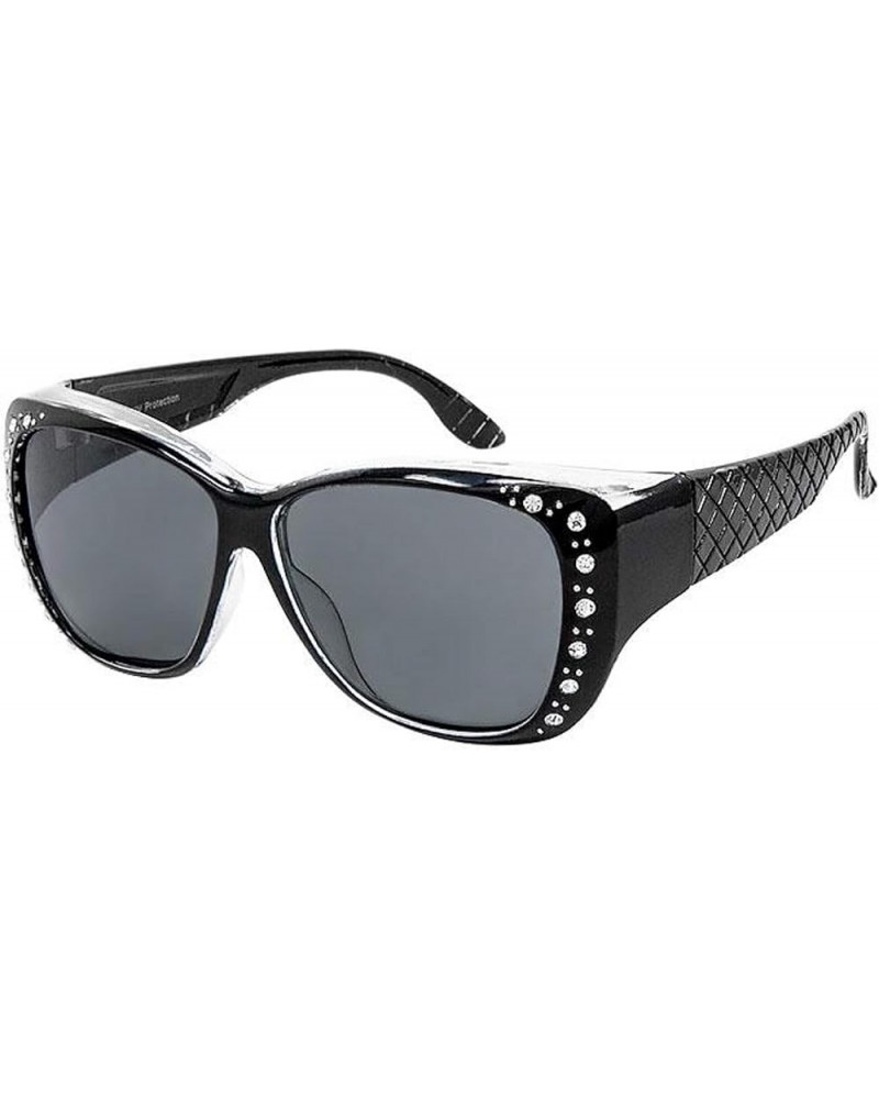 The Starlet Polarized 55 mm Fit Over OTG Butterfly Rhinestone Oval Rectangular Sunglasses Black $11.98 Shield