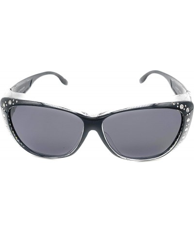 The Starlet Polarized 55 mm Fit Over OTG Butterfly Rhinestone Oval Rectangular Sunglasses Black $11.98 Shield