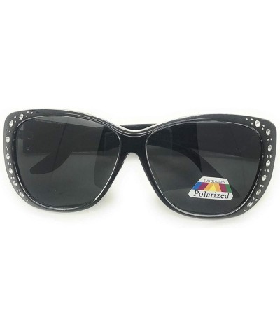 The Starlet Polarized 55 mm Fit Over OTG Butterfly Rhinestone Oval Rectangular Sunglasses Black $11.98 Shield