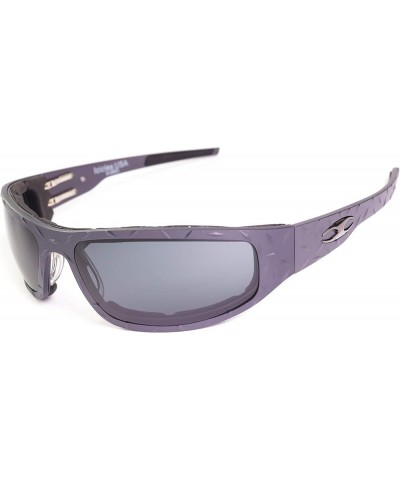 Billet Aluminum Riding Glasses - Windproof Foam - Bagger Gunmetal Diamond Biker Sunglasses Transition Mirror Silver $61.03 De...