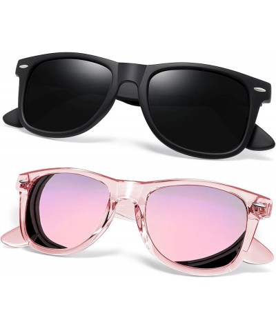 Square Sunglasses Polarized UV Protection Trendy Designer Sun Glasses Men Women B17-matte Black + Pink Mirrored Pink multicol...