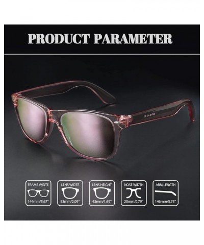 Square Sunglasses Polarized UV Protection Trendy Designer Sun Glasses Men Women B17-matte Black + Pink Mirrored Pink multicol...