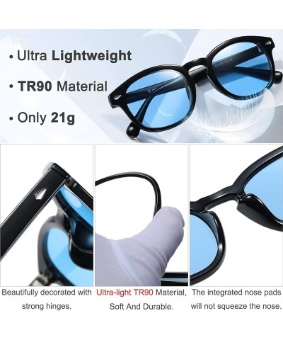 TR90 Polarized Sunglasses Square for Men Women Black Frame Glasses Downey See Through Lens Blue Tinted Eyewear Polarized 2pcs...